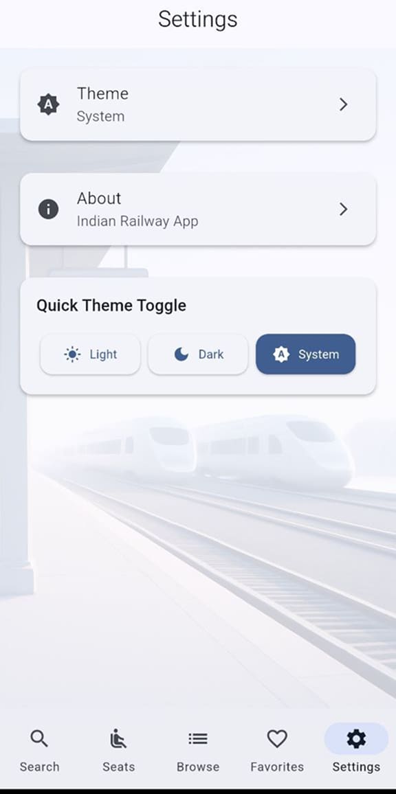 Indian Rail Way App Screenshot